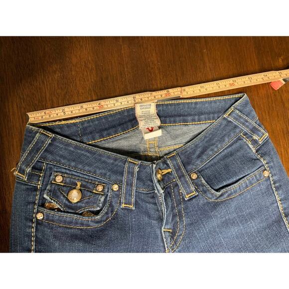 True Religion Jeans Raw Hem Women 25 Y2K Grunge Western Cowgirl Boho Aztec Rodeo - Picture 4 of 13